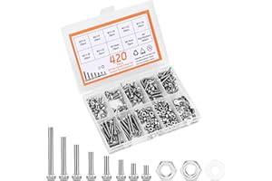 CARLWIN 420pcs M3 Screw Kit, Premium M3 Hex Socket Head Cap Screw Assortment with Nuts and Washers, M3 x 6mm /8mm /10mm /12mm /16mm /20mm /25mm (Silver)