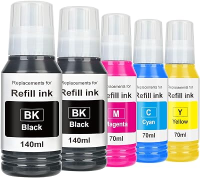 PROSWIFT Replacement for Epson 502 Ink Refill Bottles Remanufactured for Ink for EcoTank ET-3850 ET-2850 ET-4850 ET-15000 ET-3760 Printer (5 Bottles, 2BK,CMY)