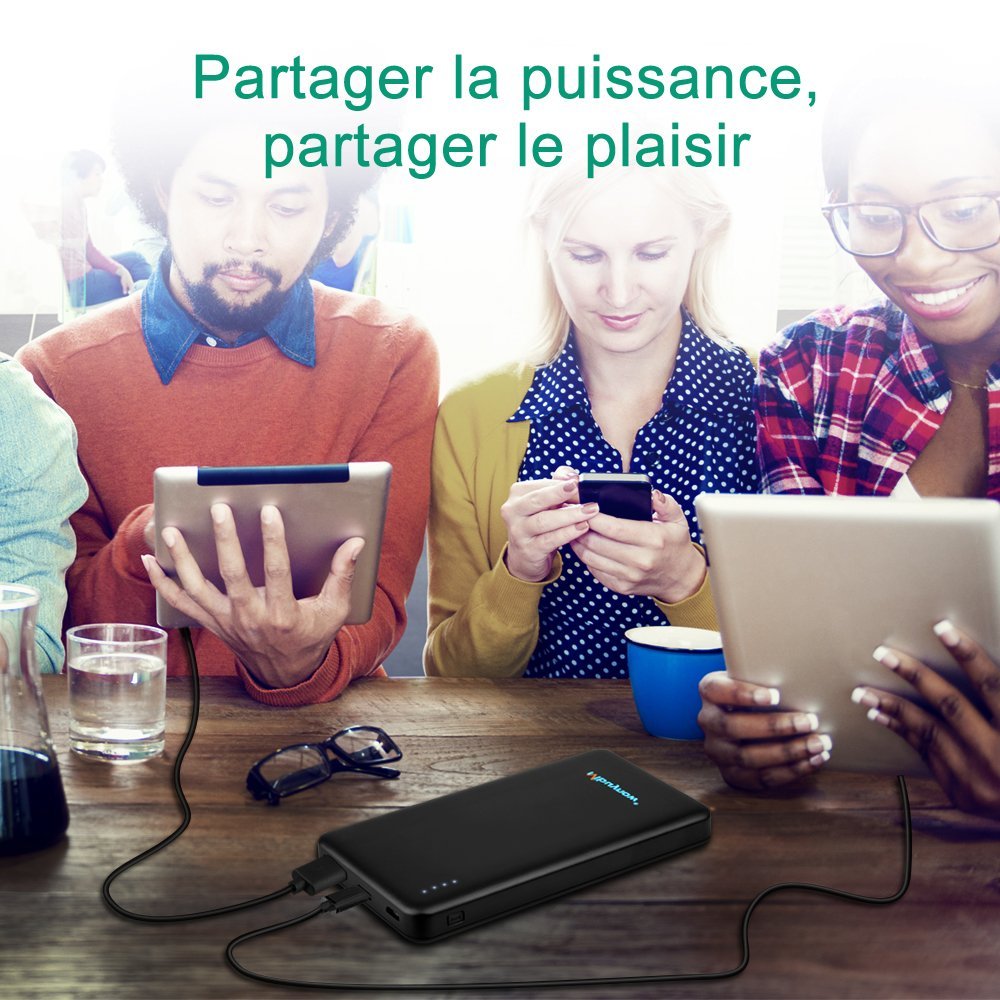 10000 mAh Batería Externa Power Bank QC 3.0 Carga Rápida, Mbuynow (Doble Puerto, Total 5V/3.5A) Cargador portátil, Extra compacto, para iPhone , iPad, Samsung Galaxy,Huawei,Android , Teléfonos móviles, Tablet y Más