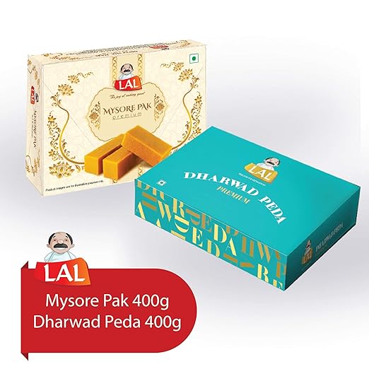 LAL Combo Pack of Mysore Pak (400g) and Dharwad peda (400g)