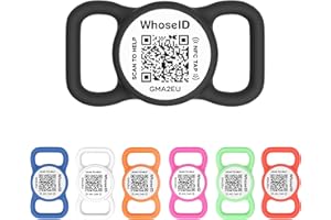 WhoseID QR Code Dog Tag with NFC, Personalized Pet ID Tag, Silent Dog ID Tag, Modifiable Pet Online Profile, Multiple Emergency Contact, Scan QR Code Send GPS Location Email (Regular, Black&White)