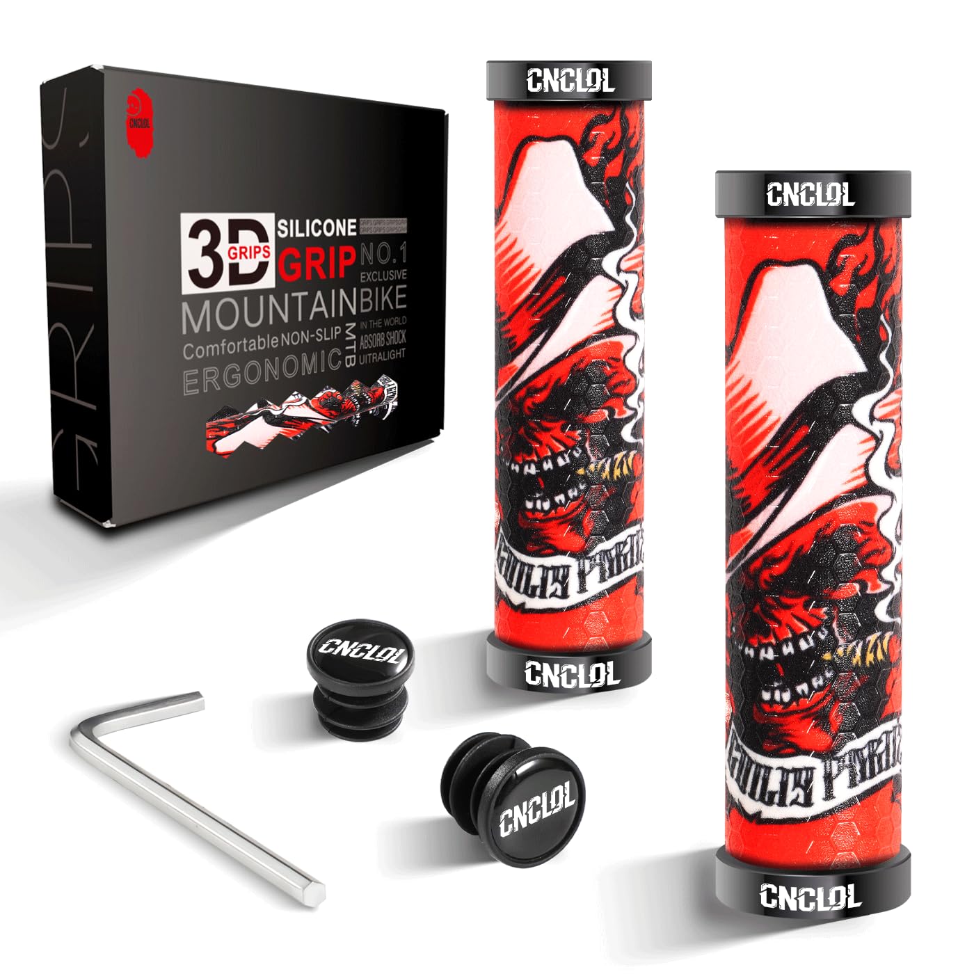 CNCLOL Silicone MTB Grips,22mm Handlebar Grips, Gel Handle grips For BMX/Bicycle/ebike Cycling Bike grips.