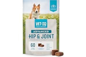 VetIQ Advanced Hip & Joint Chews For Dogs, 60 Count, Chicken Flavored Supplements Made with Glucosamine, Omega 3’s, Chondroitin, MSM, and Green Lipped Mussel, Increases Mobility and Maintains Muscles