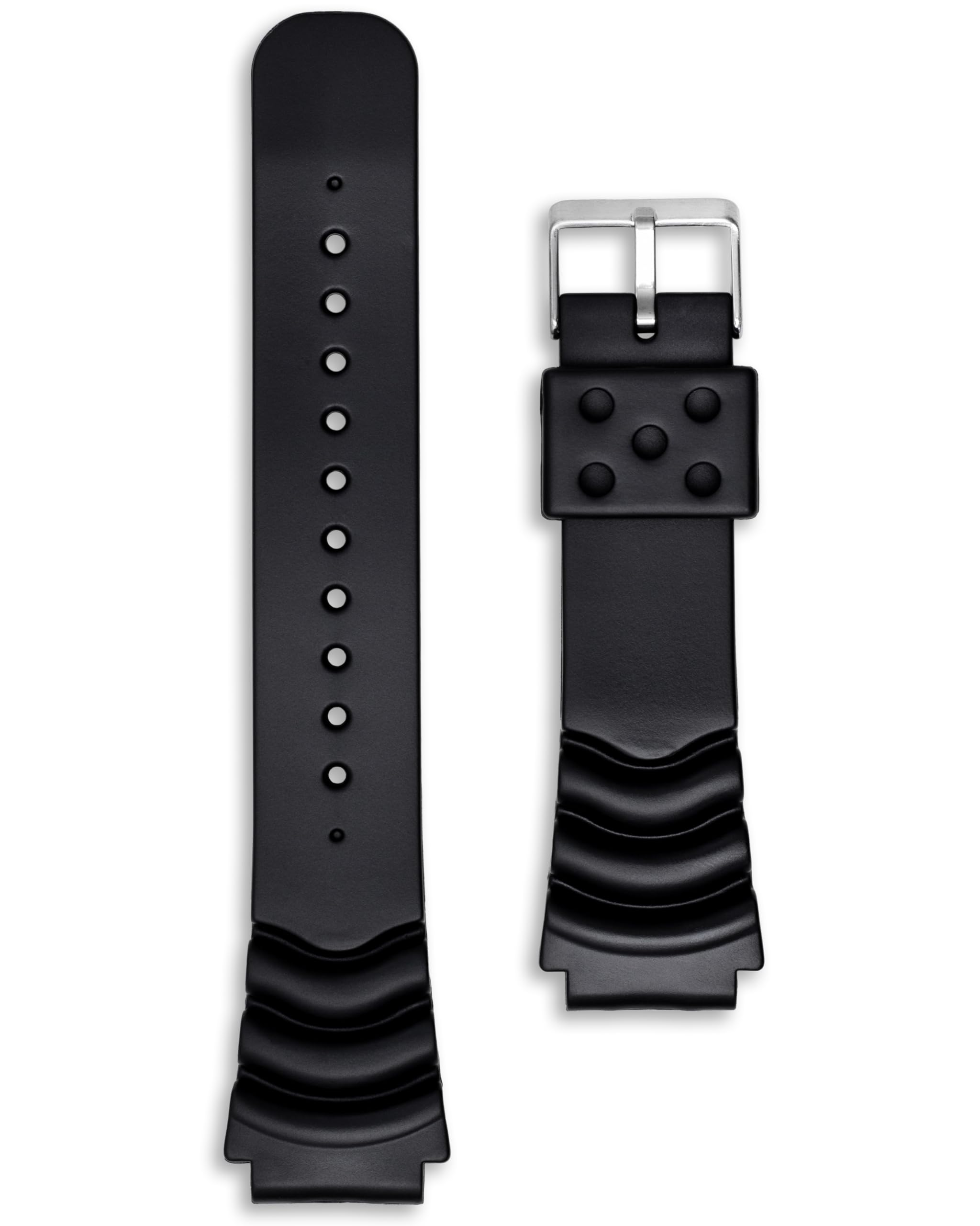 Extra Long Diver Watch Strap | 22 mm Black | XL Band Compatible with Seiko SKX SKX007 SKX009 Dive Watches | z20 z22 | Heavy Duty Wave Accordion PVC Rubber | Spring Bars & Tool Included (22mm, Black)