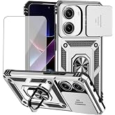 Yodueiv for Poco X7 Pro 5G Case Case with Tempered Glass Screen Protector and Slide Camera Cover, Magnetic Ring Car Mount Holder Kickstand Protective Cover for Xiaomi Poco X7 Pro 5G Silver