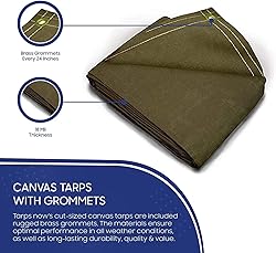 Tarps Now Canvas Tarp, (30' x 30') with Brass