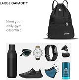 SAWANS Drawstring Gym Bag Waterproof Pocket Zipper Sack Black view 5