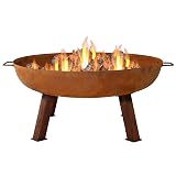Sunnydaze 34-Inch Cast Iron Heavy-Duty Fire Pit for Outside - Wood-Burning Outdoor Fire Pit Bowl with Handles - Rust