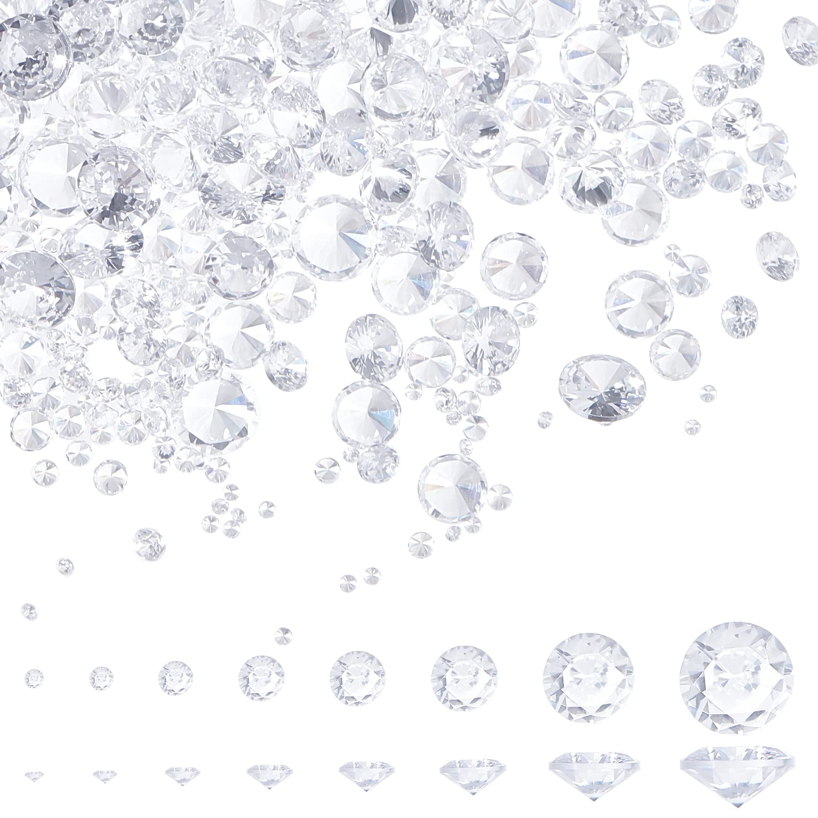 PH PandaHall 1400pcs Clear Cubic Zirconia Stone, 8 Sizes Grade A Faceted CZ Diamante Rhinestone Gems with Pointed Back Cabochons for Ring Earring Bracelet Nail Art Jewelry, 0.8/1/1.5/2/2.5/3/4/5mm