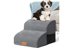 Topmart High Density Foam Pet Steps 2 Tiers,11.8" High,Non-Slip Dog Stairs&Ramp,Soft Foam Dog Ladder,Best for Dogs Injured,Older Cats,Pets with Joint Pain,Suitable for Low Sofas,Stairs,Lower Place