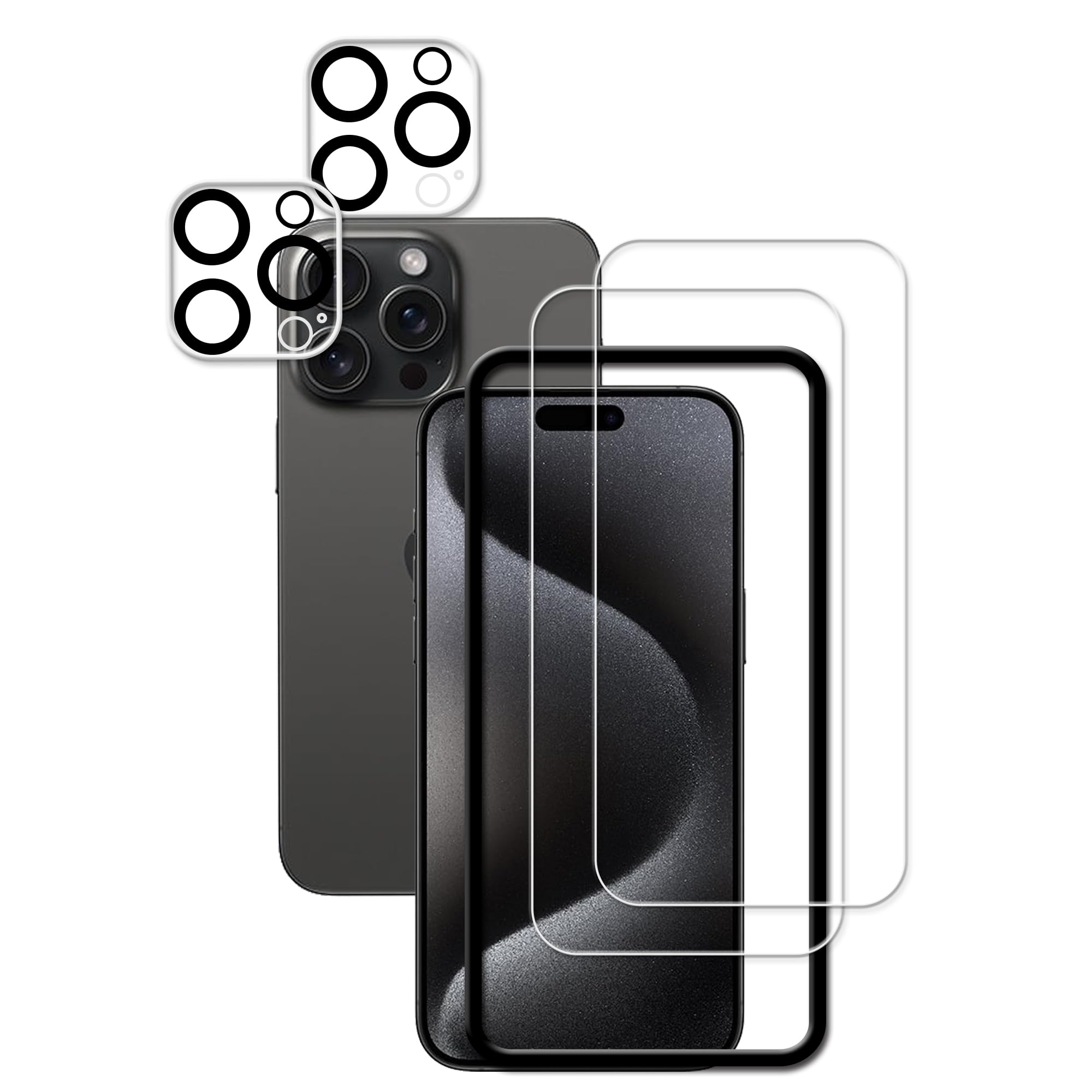 Photo 1 of HKKAIS Easy Alignment Frame Designed For iPhone15 Pro Max Tempered Glass Screen Protector 2-Pack Camera Lens Protector Film 2-Pack