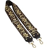 Adjustable Replacement Crossbody Strap Purse Guitar Style Jacquard Woven Embroidered Handbag Straps (Vintage Flower)