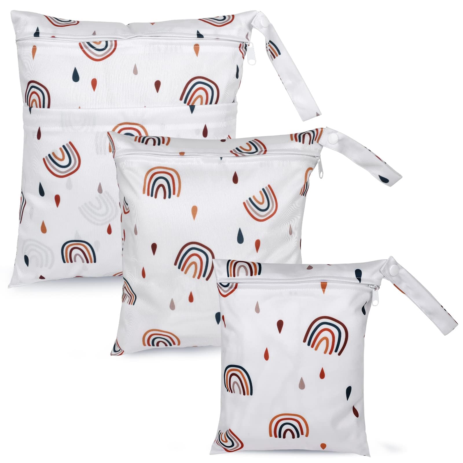 Photo 1 of eaxin 3pcs Cloth Diaper Wet Dry Bags Waterproof Reusable with Two Zippered Pockets Travel Beach Pool Daycare Soiled Baby Items Yoga Gym Bag for Swimsuits or Wet Clothes
