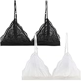 Peachat Lace Bralettes for Women Floral Adjustable Thin Strap V Neck Hook Eye Unpadded Triangle Bralette Wire Free Bra