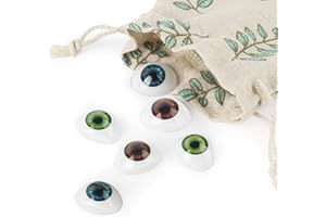 Vollence 3 Pair of 3 Colors Oval Flat Hollow Plastic Eyes Puppet Doll Bear Craft Eyes Eyeballs Mask Making DIY Supplies for Porcelain or Reborn Dolls Stuffed Animal Toys Troll Scary Eyes