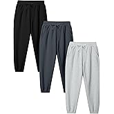 Kissonic 3 Pack Boys Girls Sweatpants Active Joggers Kids Elastic Waist Athletic Jogger Pants with Pockets Drawstring