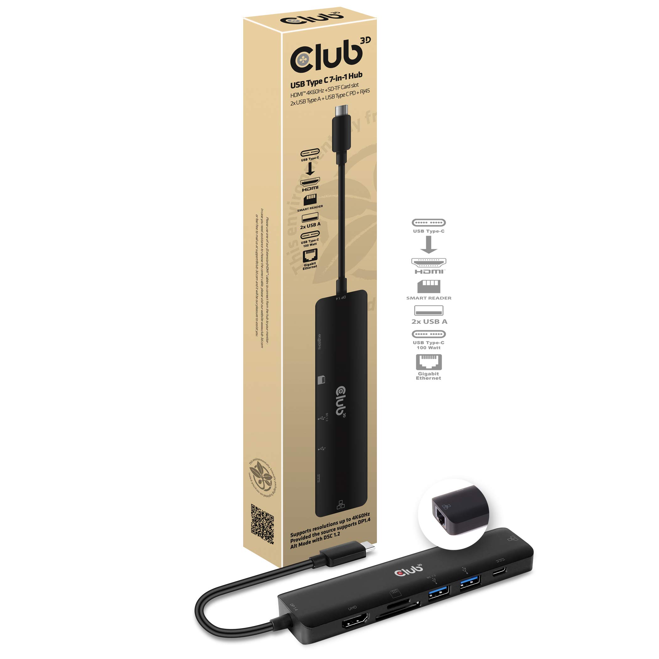 Club 3D USB Type C 7-in-1 Hub - Docking Station - HDMI โ image 1