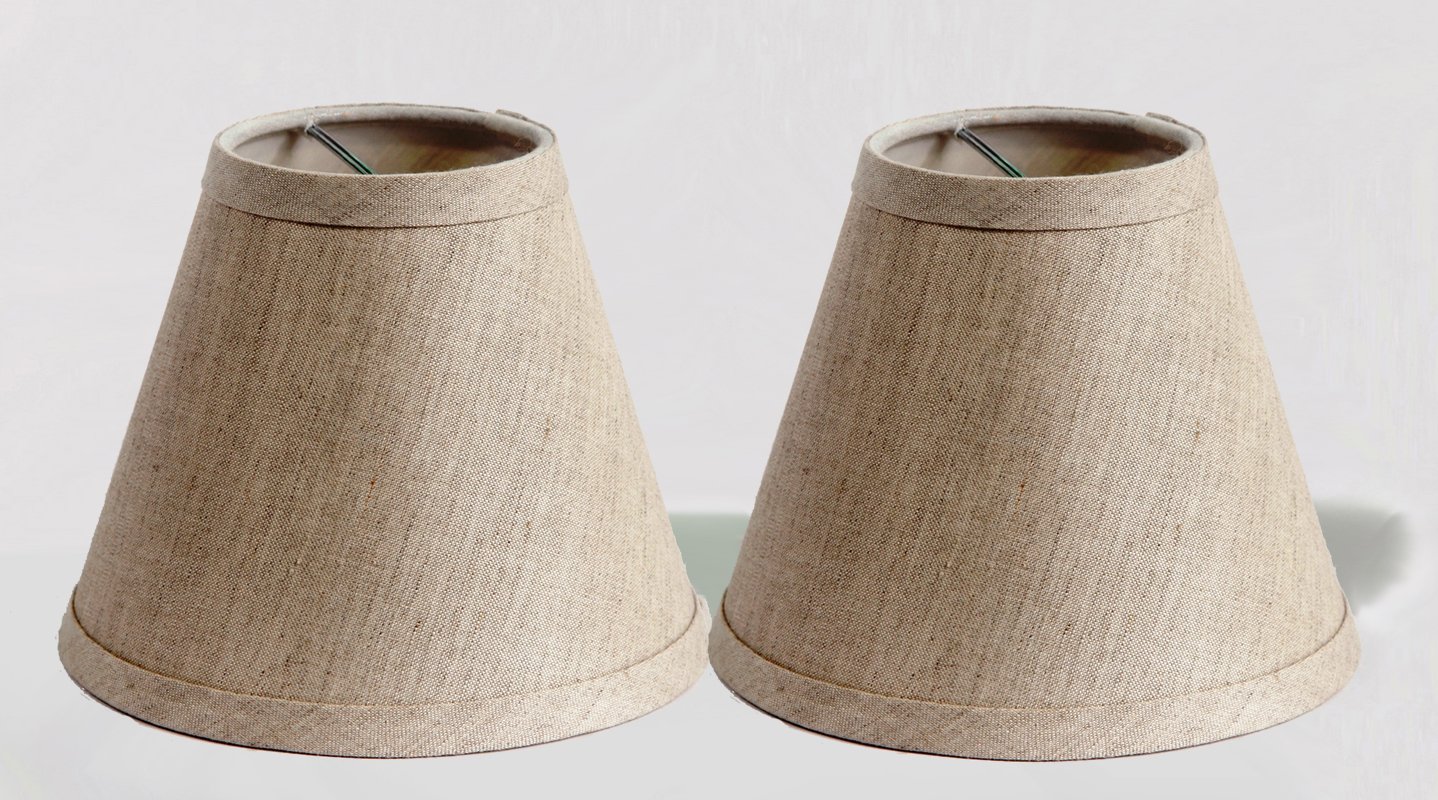 Urbanest Pure Linen Chandelier Lamp Shades, 6inch, Hardback Clip On