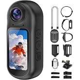 acgiewo 4K Mini Body Camera with EIS 6-Axis Stabilization,POV Action Camera | With 1.5'' HD screen Audio and Video Recording,WiFi Bluetooth, clip Magnetic hands-free Body Cam for cycling, motorcycle