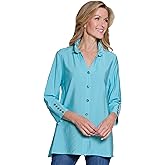 Multiples Womens Clothing | 5-Button Placket Three Quarters Sleeve Button Front Shirt | Dressy & Casual Clothing for Women