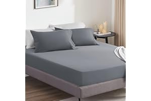 SONIVE 2-Pack King Fitted Sheets Super Soft 1800 Double Brushed Microfiber Wrinkle Free Sheets Deep Pocket up to 16" (King, Grey)