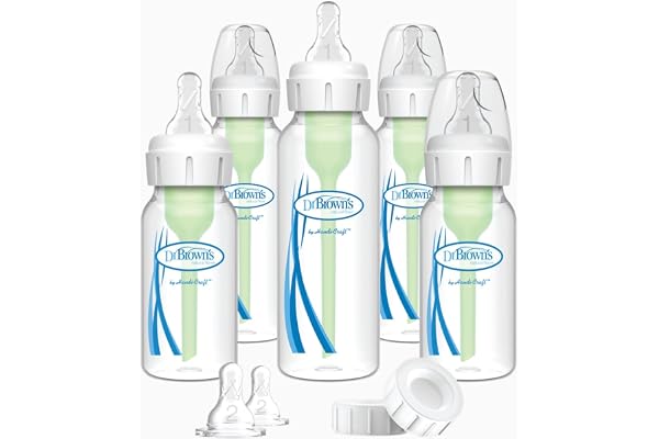Dr. Brown’s Natural Flow® Anti-Colic Options+™ Narrow Baby Bottle Newborn Gift Set with Baby Bottle Travel Caps