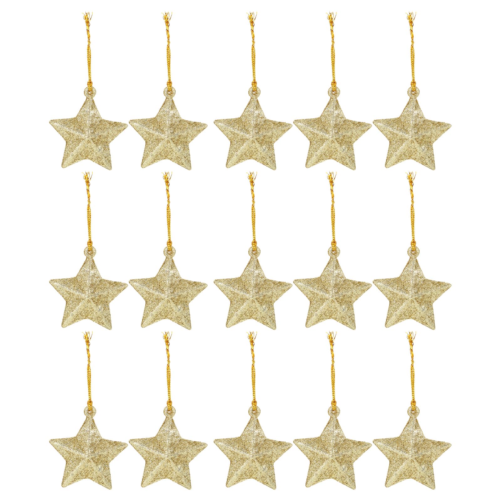 jojofuny 5cm Mini Gold Glitter Star Pendants, 30pcs Mini Star Baubles - Gold Christmas Ornaments for Xmas Tree Hanging Decoration