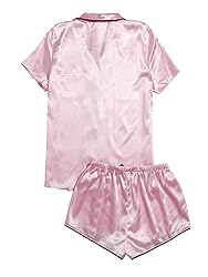 WDIRARA Women's Sleepwear Satin Short Sleeve Shirt