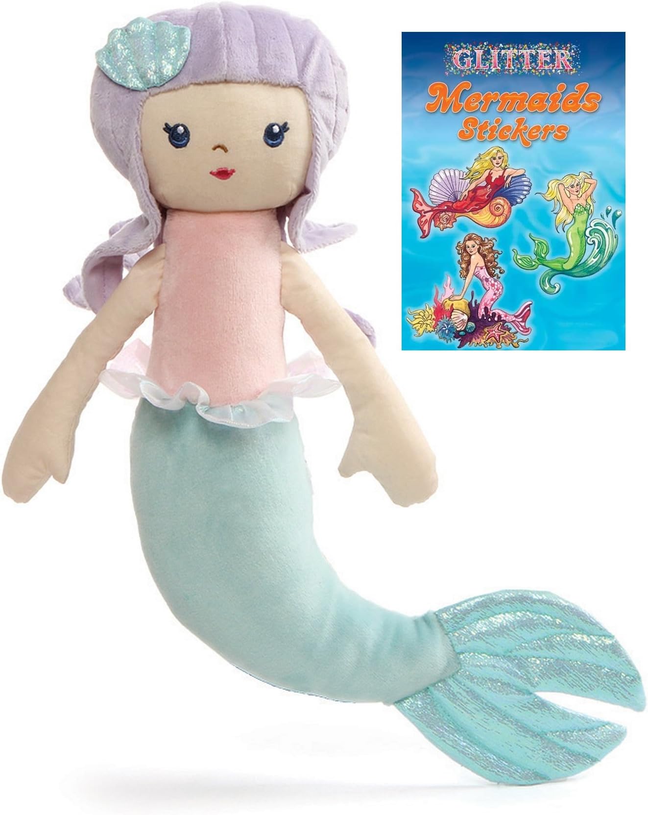 Gund Misty Mermaid Doll 12" Plush with Glitter Mermaids Stickers Book