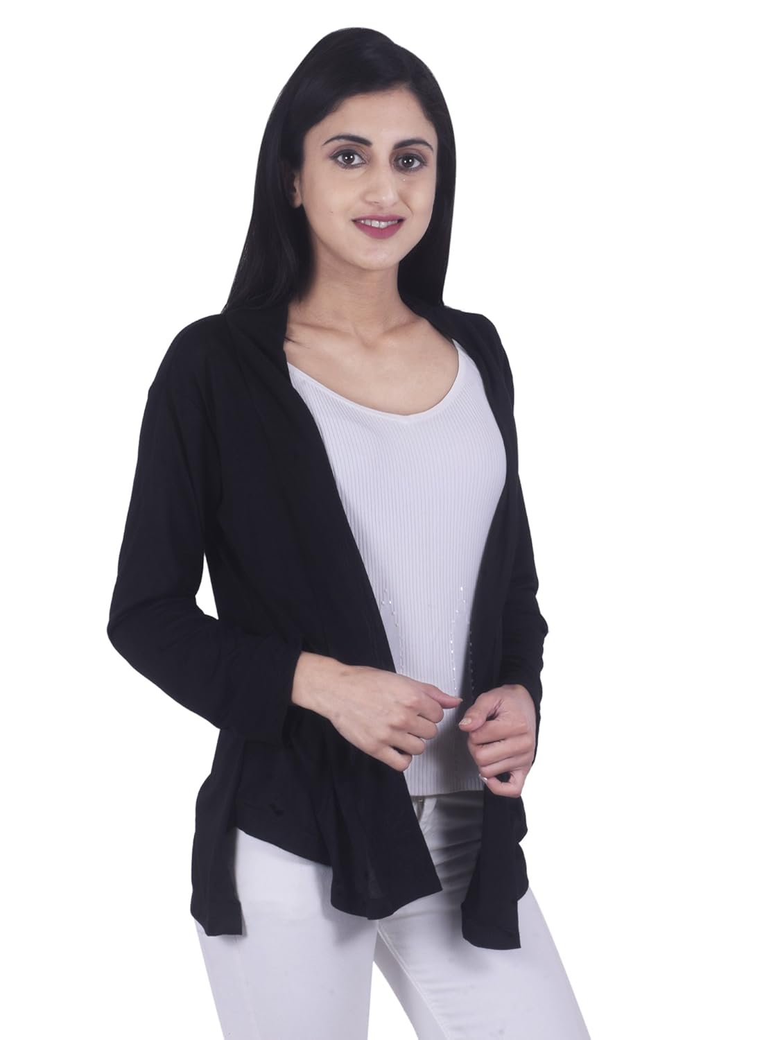 chetna creations women's 3/4 sleeves solid shrug