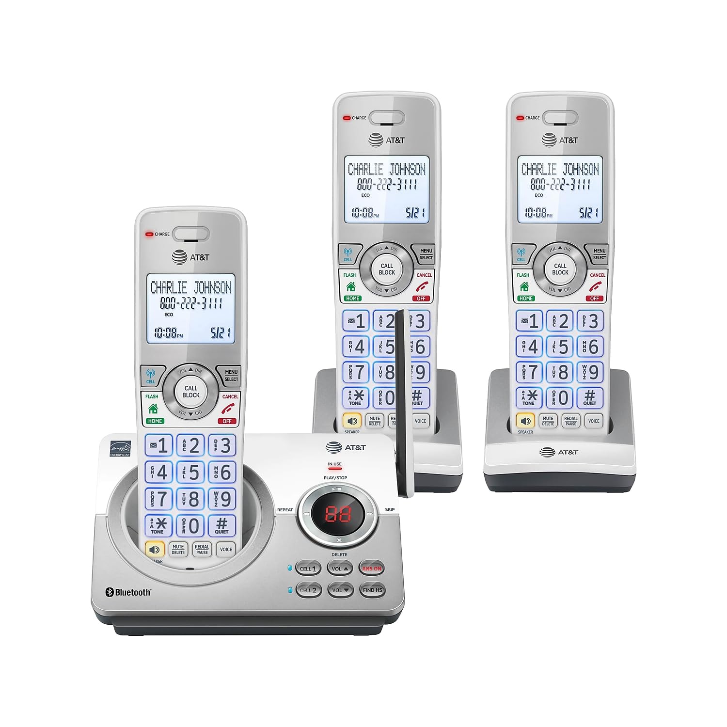 Photo 1 of **It's used, it's unknown if any parts are missing, and it's unknown if it works 100%.****AT&T Connect to Cell DL72310 Cordless Telephone, Base and 2 Additional Handsets, White/Silver