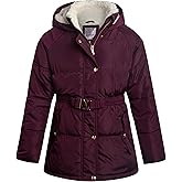 KENSIE GIRL Girls Puffer Jacket - Wind and Water Resistant Cozy Soft Sherpa Lined Jacket Belted Girls Winter Coat