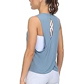THE GYM PEOPLE Women's Open Cross Back Workout Tank Tops Loose Fit Sleeveless Yoga Running Shirts