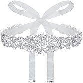 Geyoga Bridal Belt Wedding Dress Rhinestone Wedding Sash for Bride Dress Gowns Crystal Belt with White Organza(Charming Style)