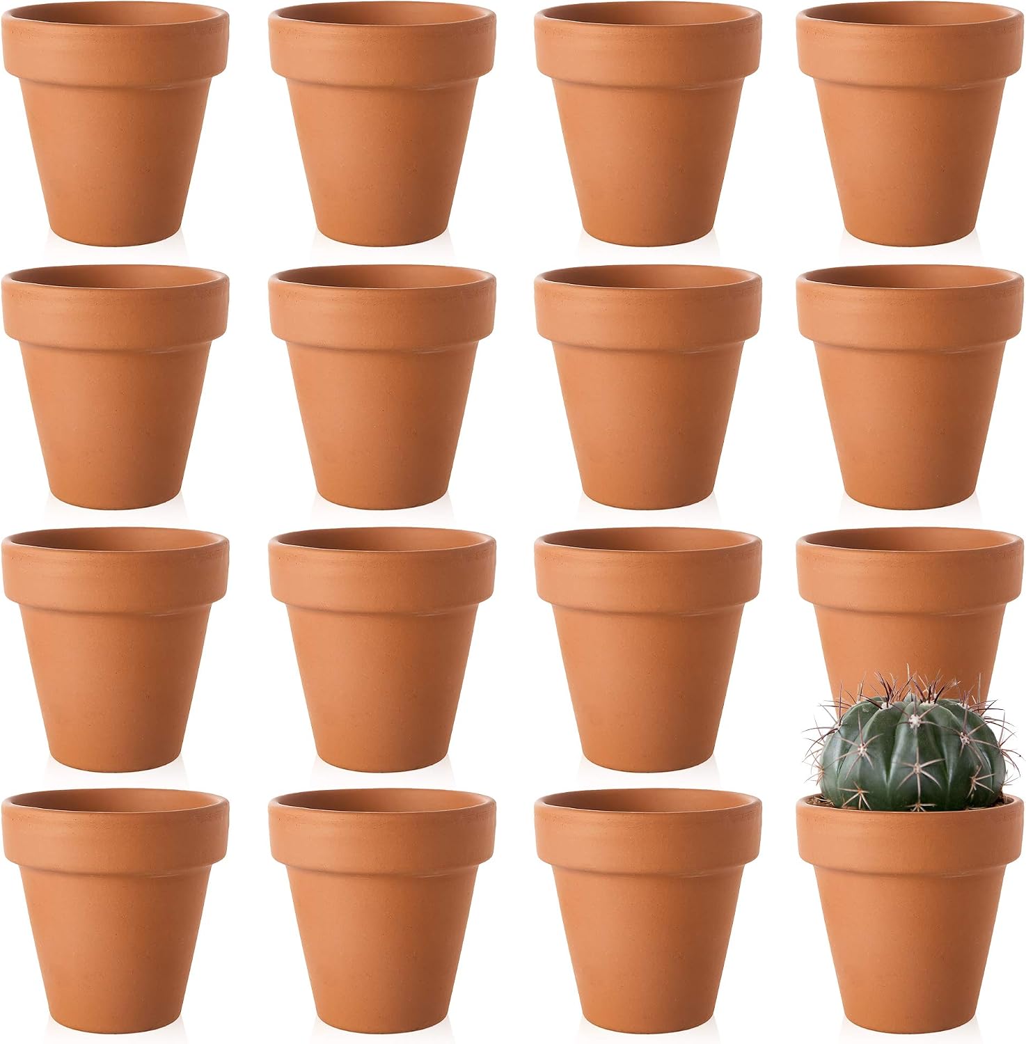 Green Thumbz Terracotta Plant Pots, 6.5cm x 16 Pack Small Plant Pots, Multi Purpose Mini Terracotta Pots for Plants Flowers