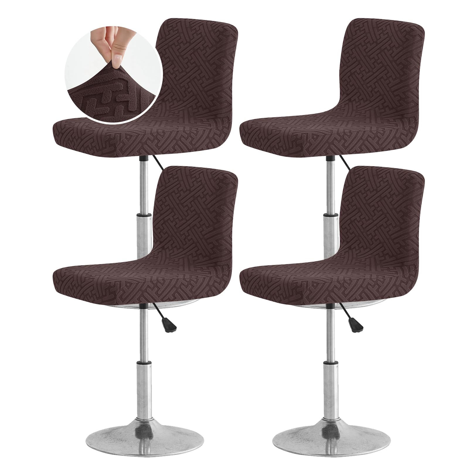 Photo 1 of FUANGUI Bar Stool Covers with Backs, 4 Pack Stretch Bar Stool Chair Covers, Knitted Jacquard Bar Stool Covers,Washable Bar Chair Covers Swivel Barstool Slipcovers (Knitted Coffee 01)