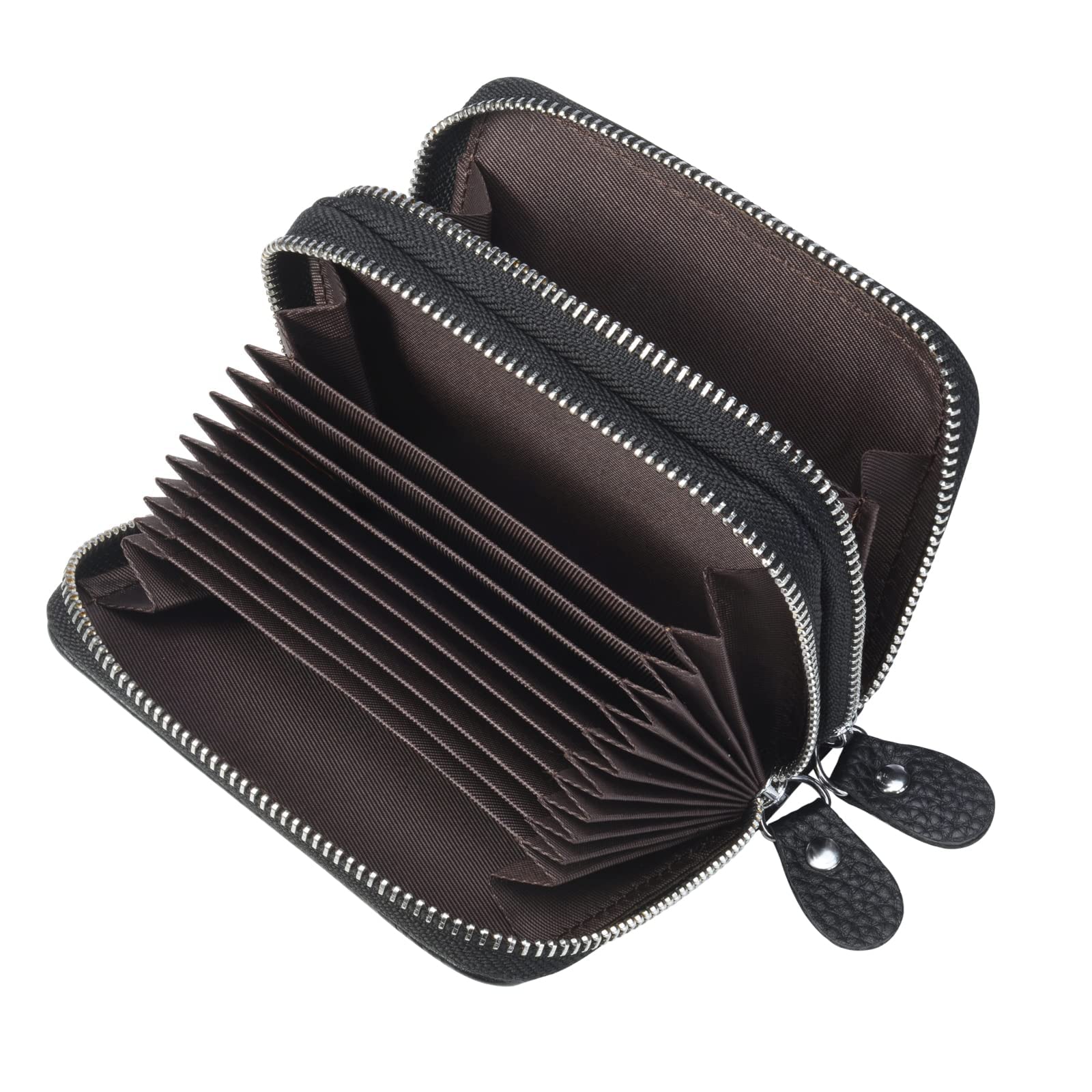 SunTrader Women's RFID Blocking Leather Zipper Wallet Purse Credit Card Case Holder (Black)