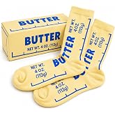 VELENTI Butter Socks – Funny Food Novelty Crew Socks for Women 5–10 & Men 4.5–8.5 | Soft Cotton Blend | Unique Gift for Chefs