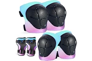 FOOKCIAN Kids/Youth Knee Pads and Elbow Pads Set for Kids 3-14 Years Boys Girls Protective Gear Set Adjustable Knee Pads, Elbow Pads, Wrist Guards Skateboard Skating Skiing Cycling Biking Running Scooter