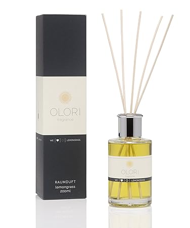 OLORI Reed Raumduft - Lemongrass - 200 ml - verschiedene Sorten - natürlich, langanhaltend, frisch, fruchtig, spritzig