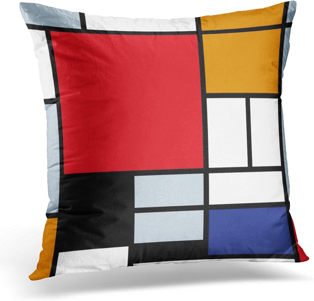 Amazon Com Torass Throw Pillow Cover Black Blocks Piet Mondrian