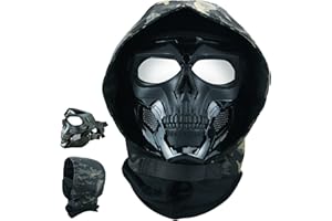 Guayma Airsoft Paintball Mask Tactical Full Face Cyberpunk Mask with Balaclava Headgear for CS Halloween Cosplay Costume Movie Props