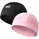 SUNMECI 2-Pack Breathable Skull Cap Mesh Helmet Liner for Men Women | Lightweight Quick Dry Sweat-Wicking Elasticity Cycling Motorcycle Sweat Hard Hat Liner