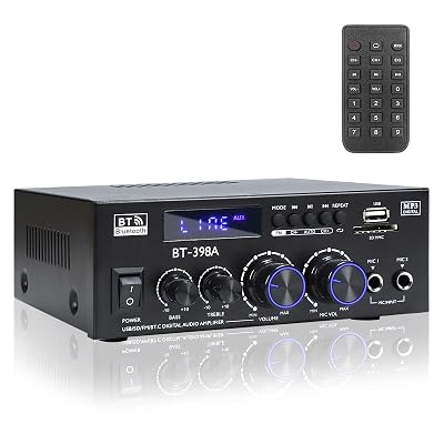 Joengoep BT-398A Stereo Audio Amplifier, Receiver for Speakers Max 900W, 2.0 Channel Stereo Receiver with FM Radio, USB/SD/AUX Optical & Coaxial Inputs,Amplifier Home Audio for Passive Speakers