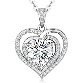 Lakubibo Moissanite Heart Necklaces,1-3 Carat Moissanite Necklace, Pendant Necklace Engraved with 'I LOVE YOU,Wedding Gifts,Birthday Gifts for Her,Jewelry Gifts for Christmas Valentine's Day