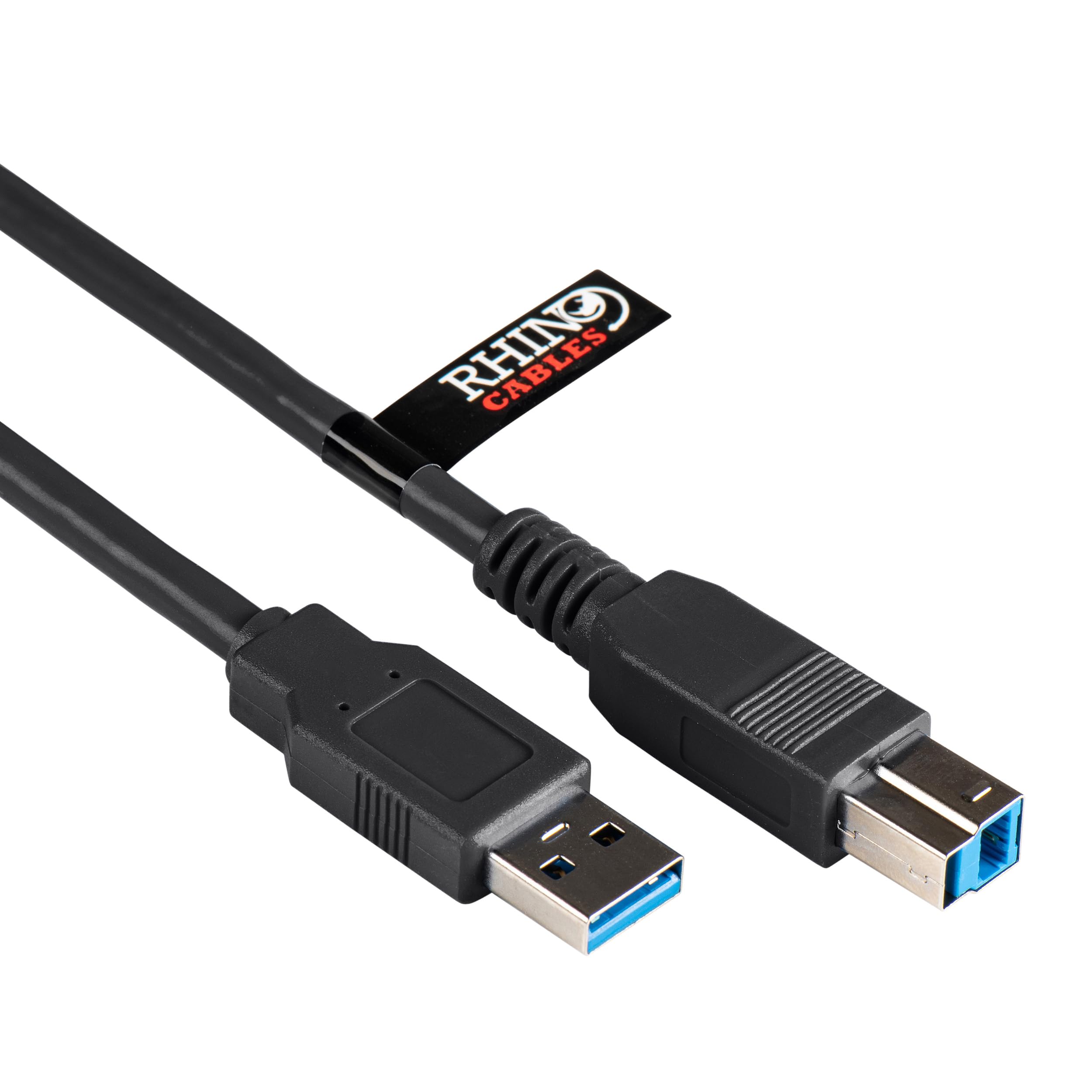 rhinocables USB 3.0 Printer Cable - A Male to B Lead | Universal Compatibility for All Your USB-B Devices - Printers, Scanners & External Hard Drives including HP, Brother, Dell & Epson (Black 1m)
