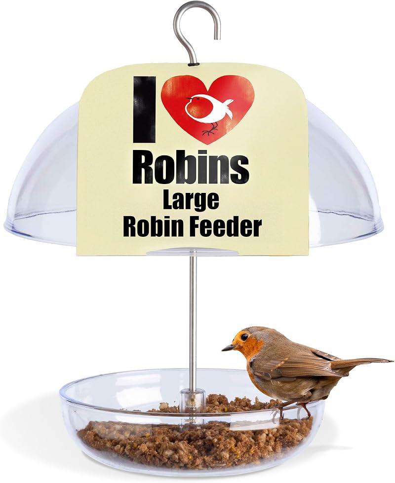 Jacobi Jayne I Love Robins Pearl Feeder Large - Clear Tray Dome