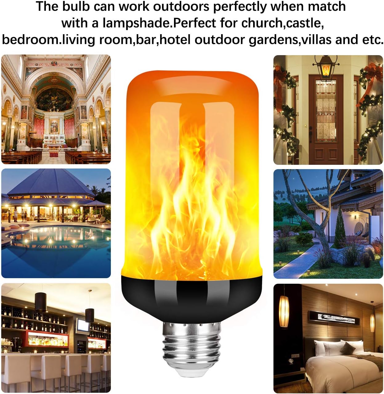 Y- STOP LED Flame Effect Fire Light Bulb - Upgraded 4 Modes Flickering Fire Halloween Decorations Lights - E26 Base Flame Bulb with Upside Down Effect(2 Pack） - - 
