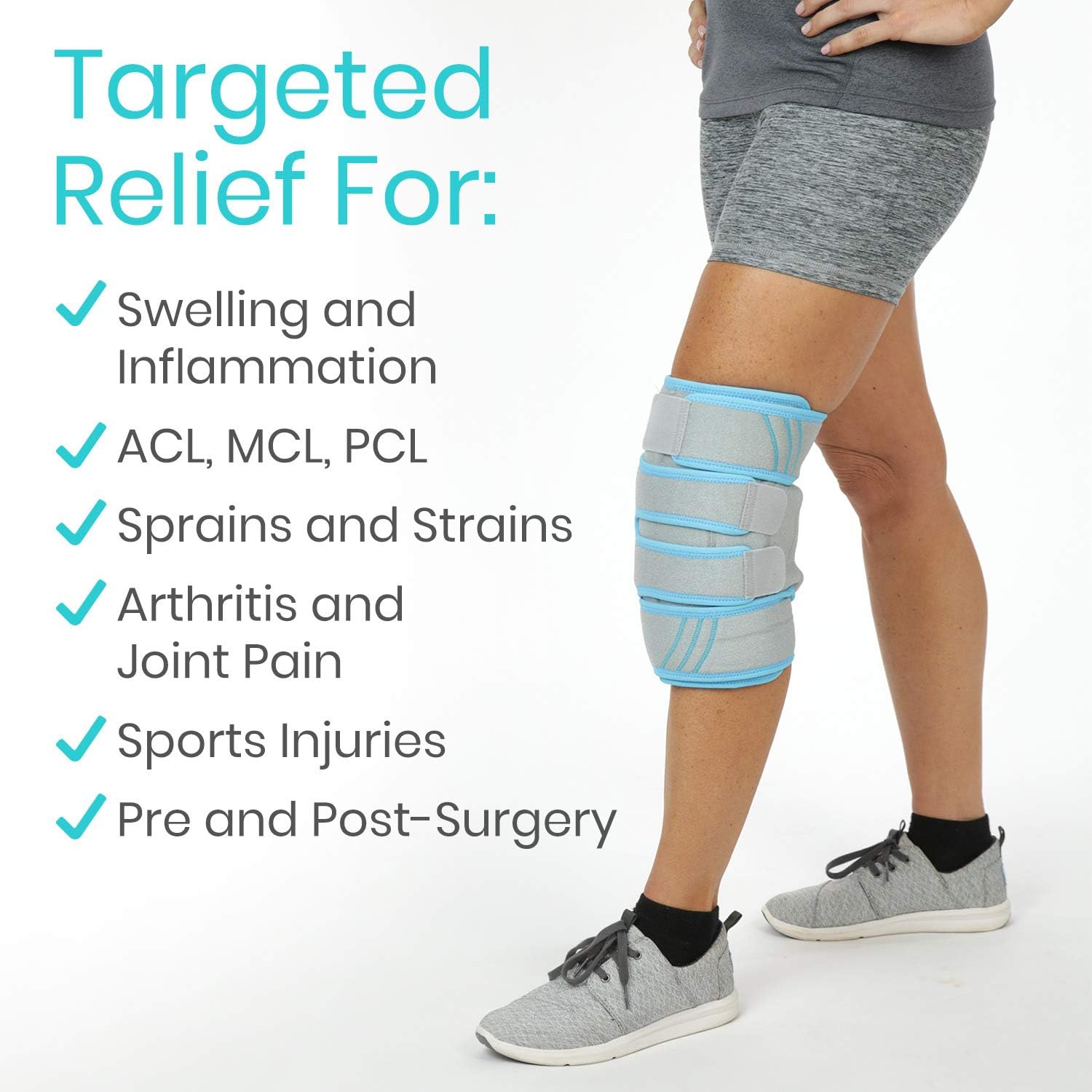 Vive Knee Ice Pack Wrap - Cold / Hot Gel Compression Brace - Heat Support Strap For Arthritis Pain, Tendonitis, ACL, Athletic Injury, Osteoarthritis, Women, Men, Running, Meniscus and Patella Surgery: Industrial & Scientific