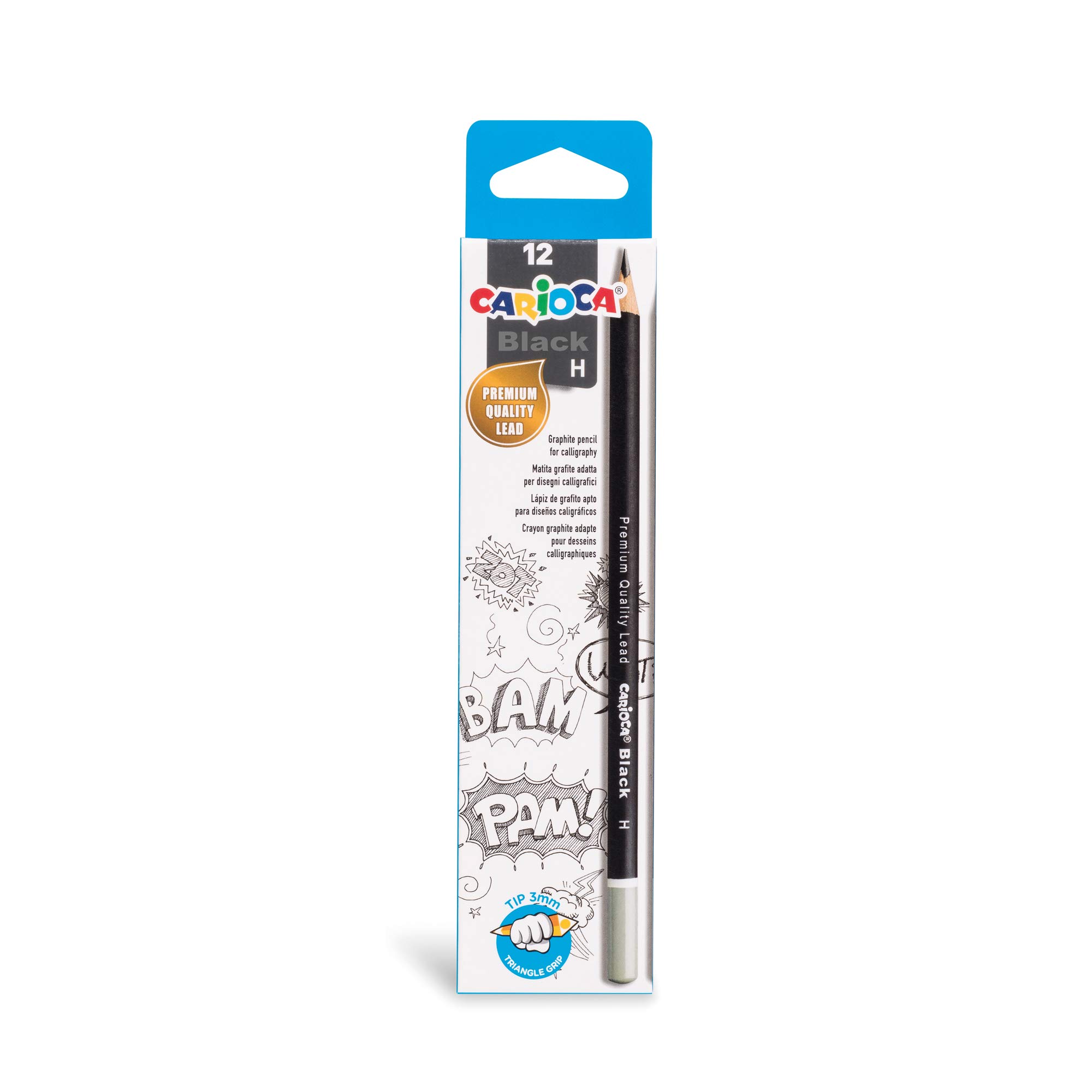 Carioca BLACK PENCIL 42929 Triangular Drawing Pencils Graphite H Pack of 12